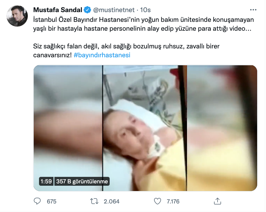 mustafa sandal dan skandal hastane goruntulerine tepki